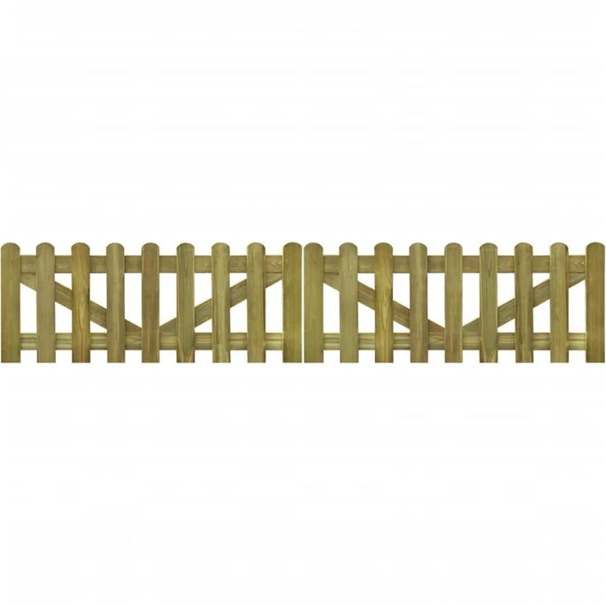 Portail De Clôture à Piquets 2 Pcs Bois Imprégné 300x60 Cm 3 Portail De Clôture à Piquets 2 Pcs Bois Imprégné 300x60 Cm
