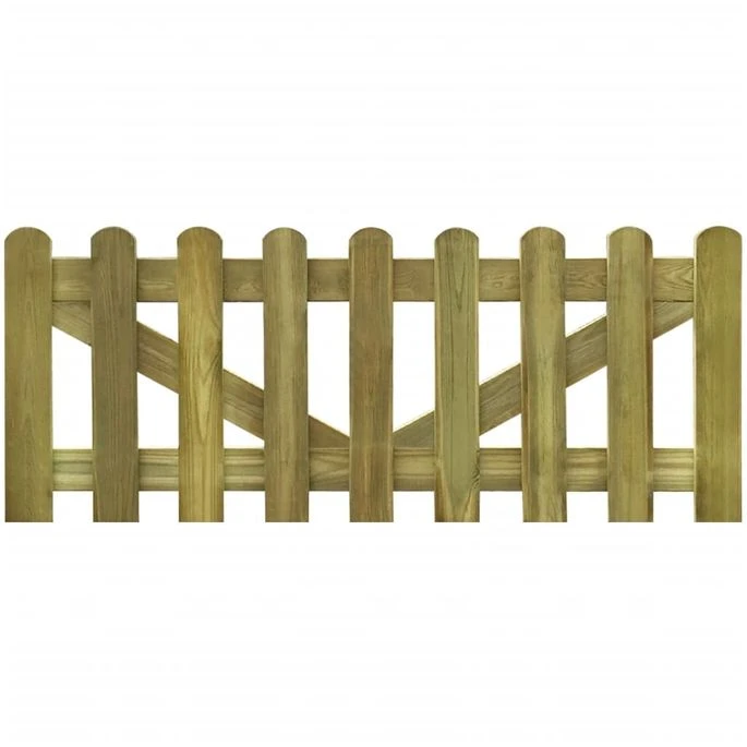 Portail De Clôture à Piquets 2 Pcs Bois Imprégné 300x60 Cm 5 Portail De Clôture à Piquets 2 Pcs Bois Imprégné 300x60 Cm – Image 3