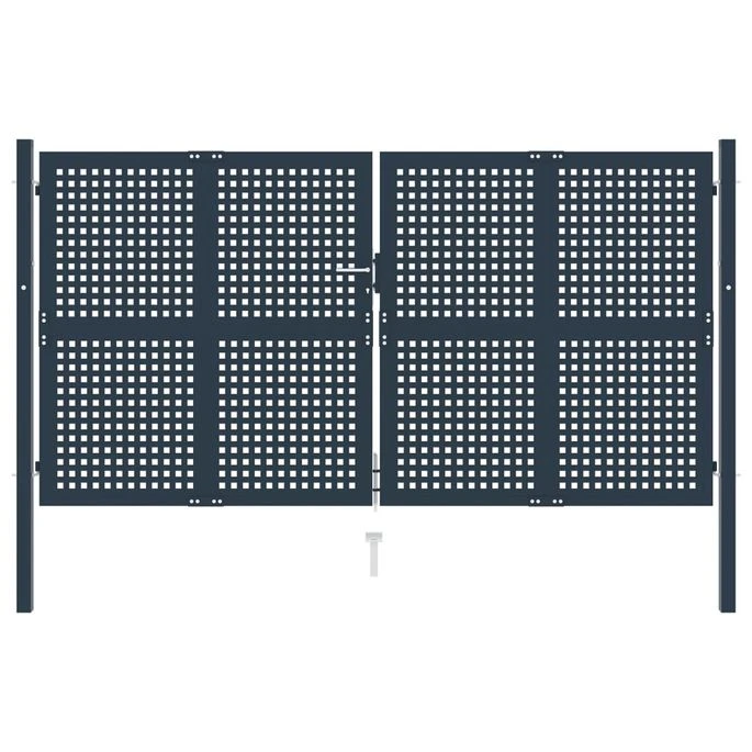 Portail De Clôture Anthracite 306x200 Cm Acier 3 Portail De Clôture Anthracite 306x200 Cm Acier