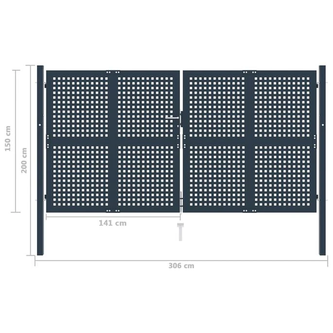 Portail De Clôture Anthracite 306x200 Cm Acier 7 Portail De Clôture Anthracite 306x200 Cm Acier – Image 5