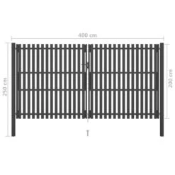 Portail De Clôture De Jardin Acier 4x2,5 M Anthracite -Mobilier De Jardin portail de cloture de jardin acier 4x2 5 m anthracite 3666722604383 1163642