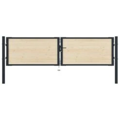 Portail De Clôture En Acier Et Bois D'épicéa 310x125 Cm