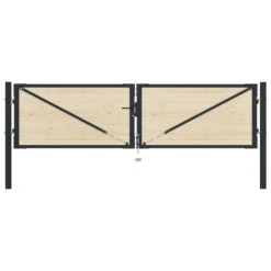 Portail De Clôture En Acier Et Bois D'épicéa 310x125 Cm -Mobilier De Jardin portail de cloture en acier et bois d epicea 310x125 cm 8720286055533 1206987