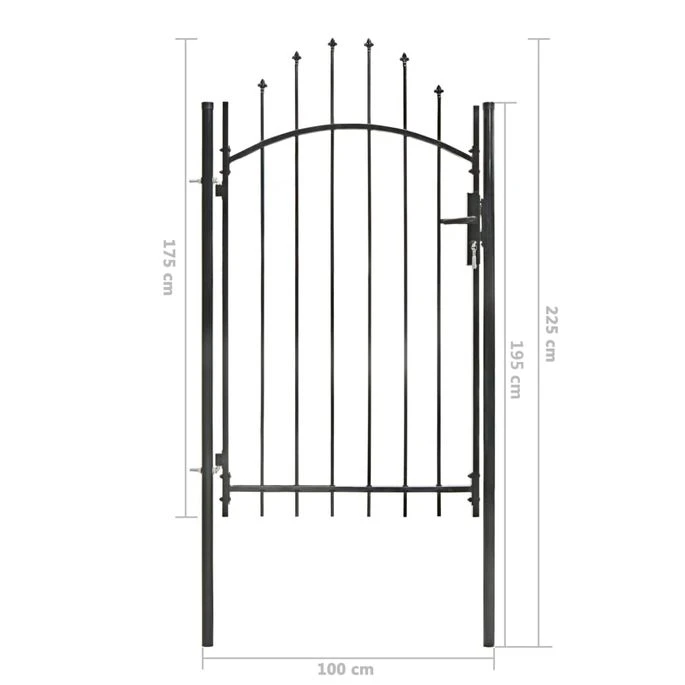 Portail De Jardin Acier 1 X 2,25 M Noir 7 Portail De Jardin Acier 1 X 2,25 M Noir – Image 5