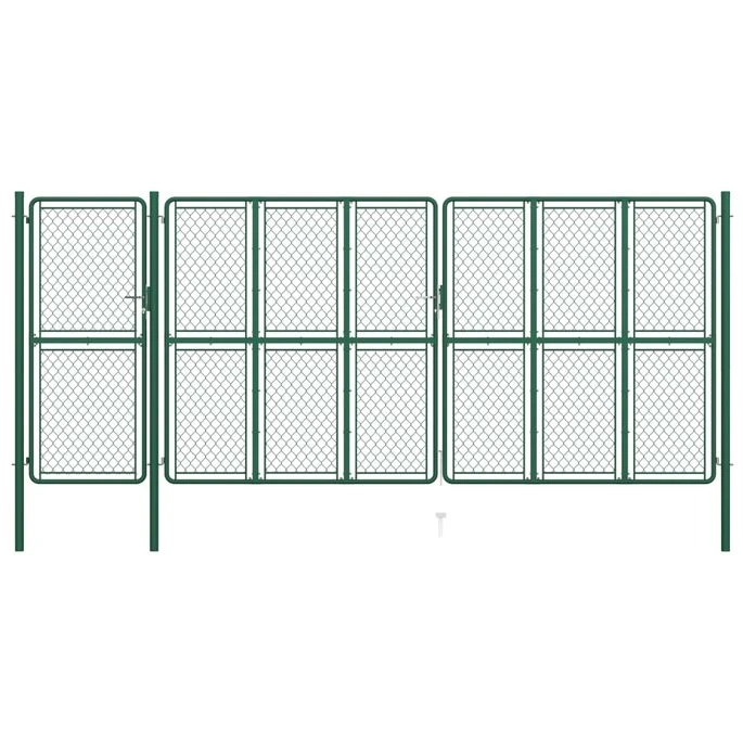 Portail De Jardin Acier 175x495 Cm Vert 3 Portail De Jardin Acier 175x495 Cm Vert