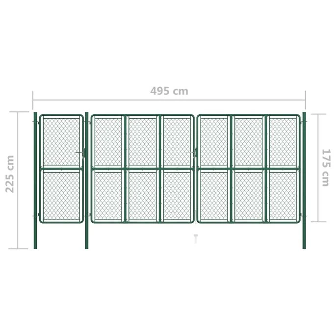 Portail De Jardin Acier 175x495 Cm Vert 7 Portail De Jardin Acier 175x495 Cm Vert – Image 5