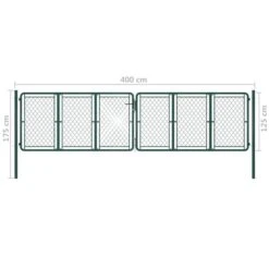 Portail De Jardin Acier 400 X 125 Cm Vert -Mobilier De Jardin portail de jardin acier 400 x 125 cm vert 3666722191142 1193328