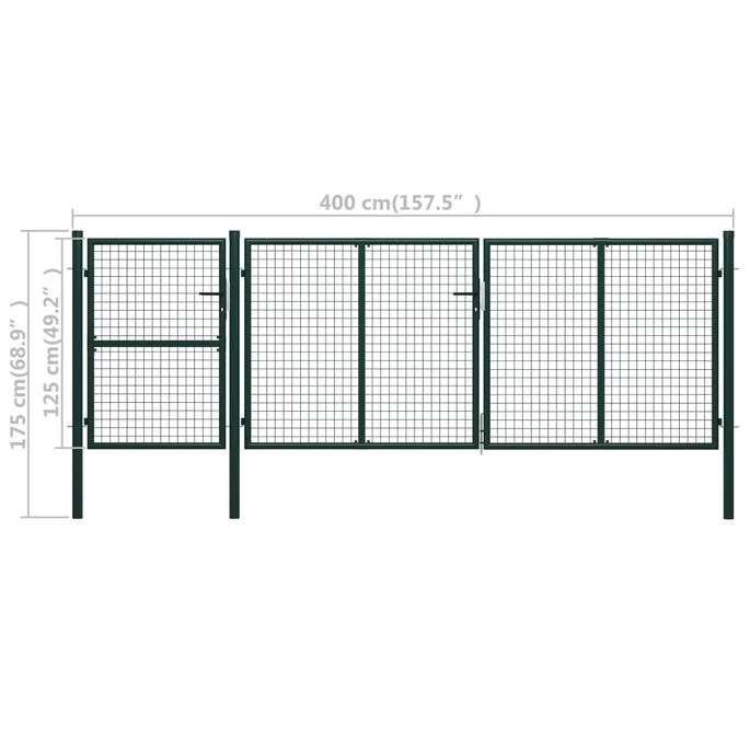 Portail De Jardin Acier 400 X 125 Cm Vert 2 7 Portail De Jardin Acier 400 X 125 Cm Vert 2 – Image 5