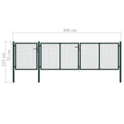 Portail De Jardin Acier 400 X 75 Cm Vert 2 -Mobilier De Jardin portail de jardin acier 400 x 75 cm vert 3666722922210 1168317