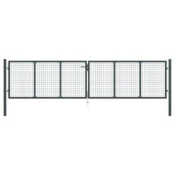 Portail En Maille De Jardin Acier Galvanisé 400 X 150 Cm Gris