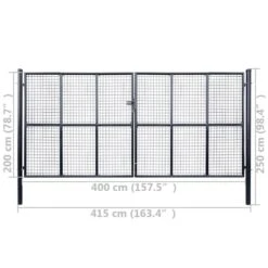 Portail En Maille De Jardin Acier Galvanisé 400 X 200 Cm Gris -Mobilier De Jardin portail en maille de jardin acier galvanise 400 x 200 cm gris 3666722201018 1168048