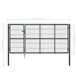 Portillon Avec Poteaux Acier 350 X 120 Cm Anthracite -Mobilier De Jardin portillon avec poteaux acier 350 x 120 cm anthracite 3666722200677 1168791
