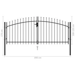 Portillon Double Porte Avec Dessus à Pointe Acier 3x1,25 M Noir -Mobilier De Jardin portillon double porte avec dessus a pointe acier 3x1 25 m noir 3666722199100 1170678
