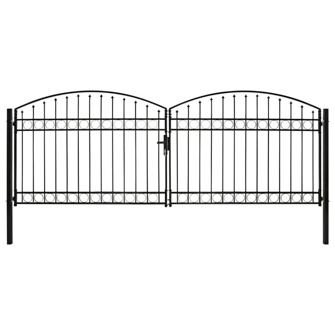 Portillon Double Porte Avec Dessus Arqué Acier 400x150 Cm Noir 3 Portillon Double Porte Avec Dessus Arqué Acier 400x150 Cm Noir