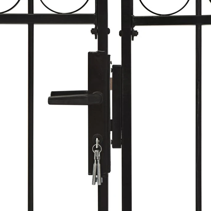 Portillon Double Porte Avec Dessus Arqué Acier 400x150 Cm Noir 6 Portillon Double Porte Avec Dessus Arqué Acier 400x150 Cm Noir – Image 4