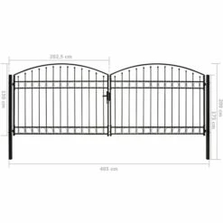 Portillon Double Porte Avec Dessus Arqué Acier 400x150 Cm Noir 11 Portillon Double Porte Avec Dessus Arqué Acier 400x150 Cm Noir -Mobilier De Jardin portillon double porte avec dessus arque acier 400x150 cm noir 3666722922142 1167739