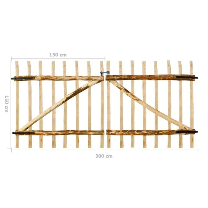 Portillon Double Pour Clôture Bois De Noisetier 300 X 150 Cm 8 Portillon Double Pour Clôture Bois De Noisetier 300 X 150 Cm – Image 6