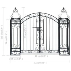 Portillon Ornemental De Jardin Fer Forgé 122x20,5x100 Cm -Mobilier De Jardin portillon ornemental de jardin fer forge 122x20 5x100 cm 3666722178655 1219408