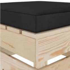 Pouf De Jardin Coussin Noir Et Palette Pin Massif Clair Inech -Mobilier De Jardin pouf de jardin coussin noir et palette pin massif clair 8719883894812 400699