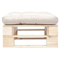 Pouf De Jardin Polyester Beige Et Pin Massif Clair Veelra -Mobilier De Jardin pouf de jardin polyester beige et pin massif clair veelra 3666722887151 384490