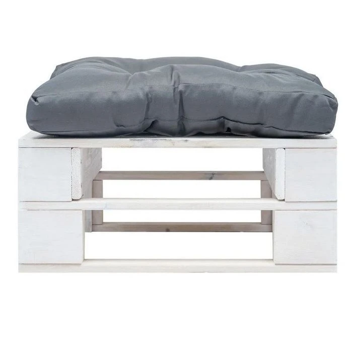 Pouf De Jardin Polyester Gris Et Pin Massif Blanc Vralee 4 Pouf De Jardin Polyester Gris Et Pin Massif Blanc Vralee – Image 2