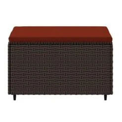 Repose-pied De Jardin Avec Coussin Marron Résine Tressée 2 -Mobilier De Jardin repose pied de jardin avec coussin marron resine tressee 3666722887243 1485280