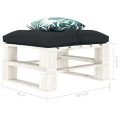 Repose-pied Palette Avec Coussin Anthracite Et Fleur Bois -Mobilier De Jardin repose pied palette avec coussin anthracite et fleur bois 8719883902197 1490675