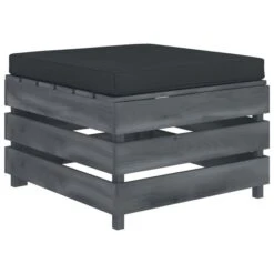 Repose-pied Palette De Jardin Avec Coussin Anthracite Bois 3