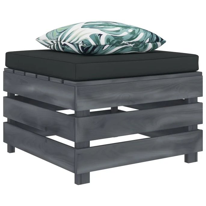 Repose-pied Palette De Jardin Avec Coussin Fleur Bois 3 Repose-pied Palette De Jardin Avec Coussin Fleur Bois