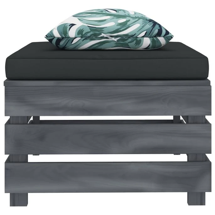 Repose-pied Palette De Jardin Avec Coussin Fleur Bois 4 Repose-pied Palette De Jardin Avec Coussin Fleur Bois – Image 2