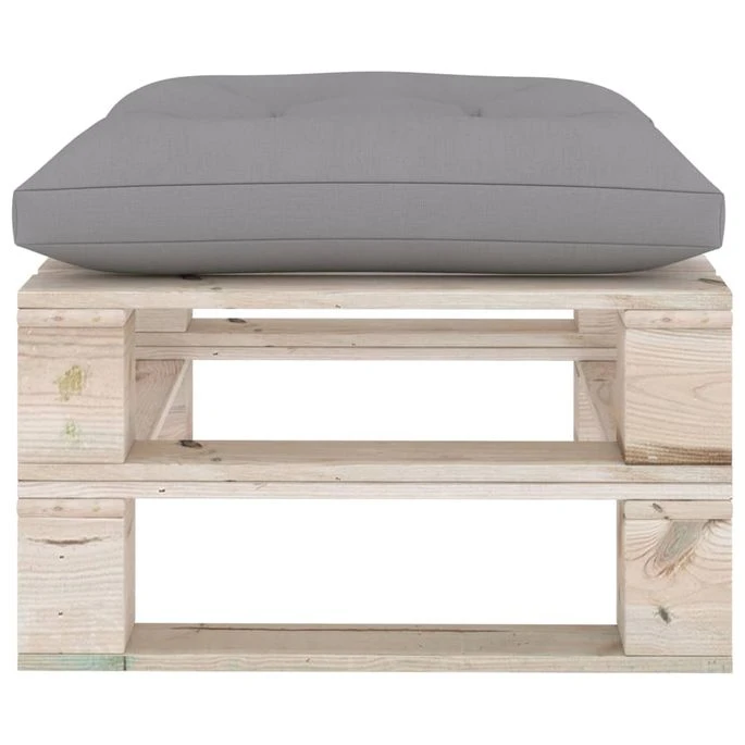 Repose-pied Palette De Jardin Avec Coussin Gris Bois De Pin 5 Repose-pied Palette De Jardin Avec Coussin Gris Bois De Pin – Image 3