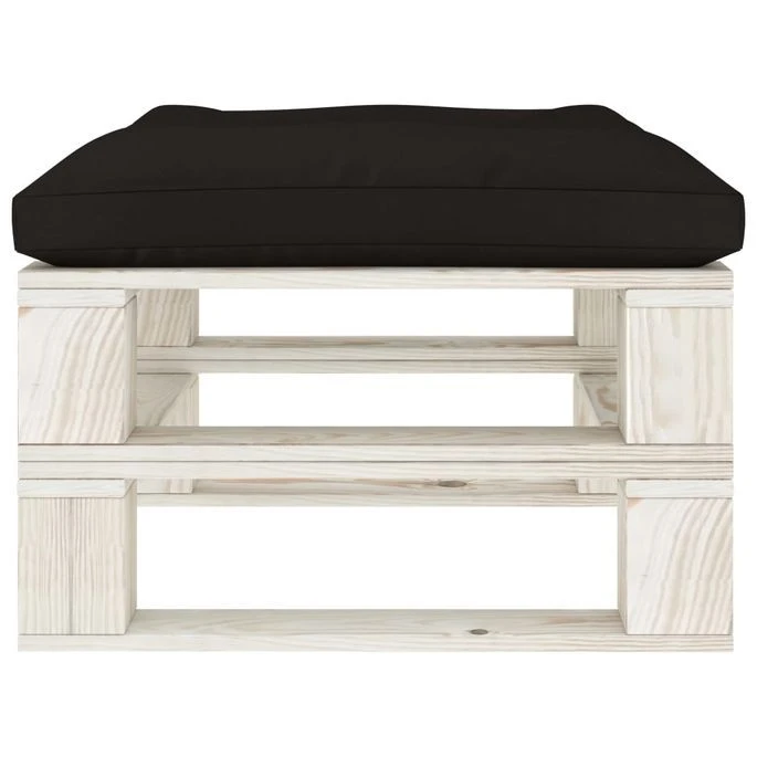 Repose-pied Palette De Jardin Avec Coussin Noir Bois 5 Repose-pied Palette De Jardin Avec Coussin Noir Bois – Image 3