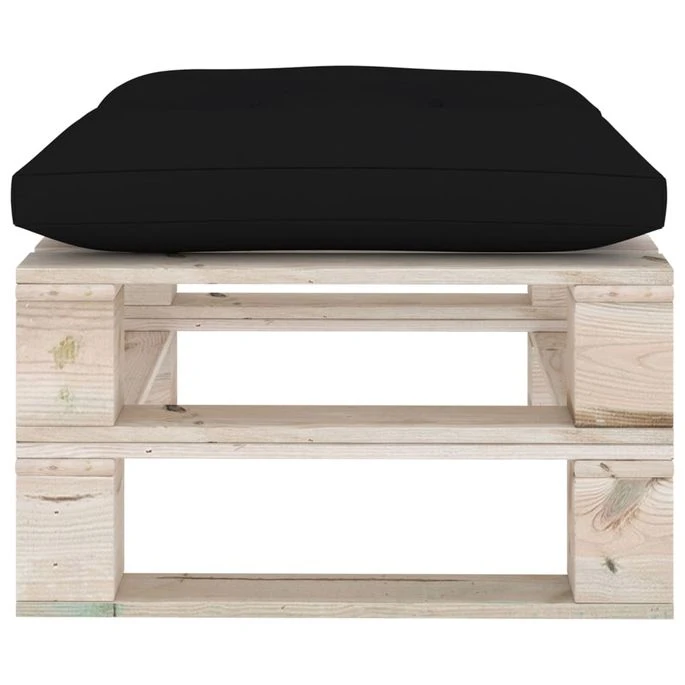 Repose-pied Palette De Jardin Avec Coussin Noir Bois De Pin 5 Repose-pied Palette De Jardin Avec Coussin Noir Bois De Pin – Image 3
