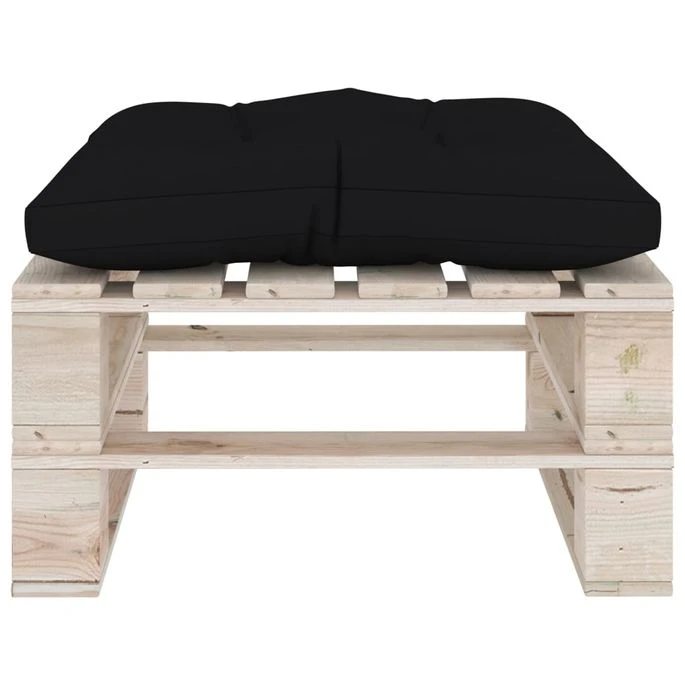 Repose-pied Palette De Jardin Avec Coussin Noir Bois De Pin 6 Repose-pied Palette De Jardin Avec Coussin Noir Bois De Pin – Image 4
