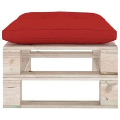 Repose-pied Palette De Jardin Avec Coussin Rouge Bois De Pin -Mobilier De Jardin repose pied palette de jardin avec coussin rouge bois de pin 8720286304914 1209016