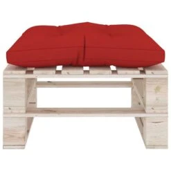 Repose-pied Palette De Jardin Avec Coussin Rouge Bois De Pin -Mobilier De Jardin repose pied palette de jardin avec coussin rouge bois de pin 8720286304914 1209017