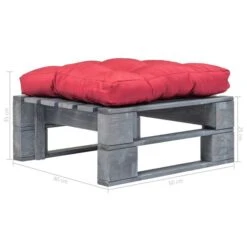 Repose-pied Palette De Jardin Avec Coussin Rouge Bois Gris -Mobilier De Jardin repose pied palette de jardin avec coussin rouge bois gris 3666722762779 1165563