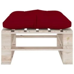 Repose-pied Palette De Jardin Avec Coussin Rouge Bordeaux Pin -Mobilier De Jardin repose pied palette de jardin avec coussin rouge bordeaux pin 8720286304921 1194723