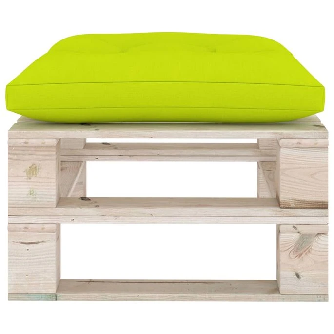 Repose-pied Palette De Jardin Avec Coussin Vert Vif Bois De Pin 5 Repose-pied Palette De Jardin Avec Coussin Vert Vif Bois De Pin – Image 3