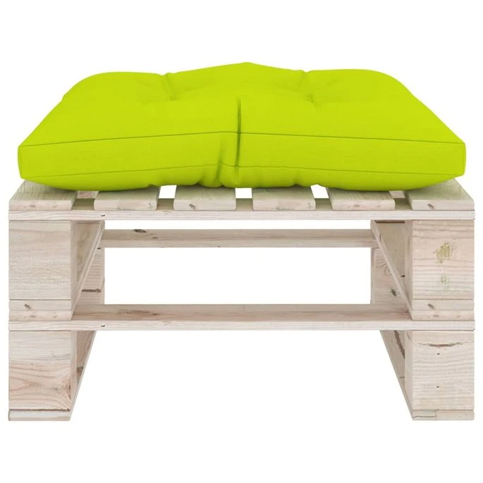 Repose-pied Palette De Jardin Avec Coussin Vert Vif Bois De Pin 6 Repose-pied Palette De Jardin Avec Coussin Vert Vif Bois De Pin – Image 4