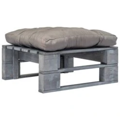 Repose-pied Palette De Jardin Avec Coussins Gris Bois Gris