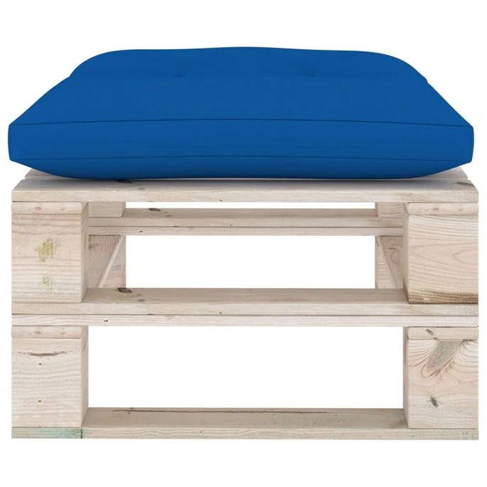Repose-pied Palette De Jardin Et Coussin Bleu Royal Bois De Pin 5 Repose-pied Palette De Jardin Et Coussin Bleu Royal Bois De Pin – Image 3