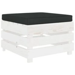 Repose-pied Palette De Jardin Et Coussin Noir Bois