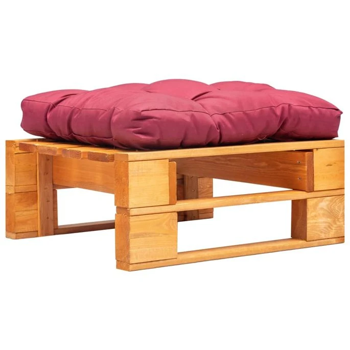 Repose-pied Palette De Jardin Et Coussin Rouge Marron Miel Bois 3 Repose-pied Palette De Jardin Et Coussin Rouge Marron Miel Bois