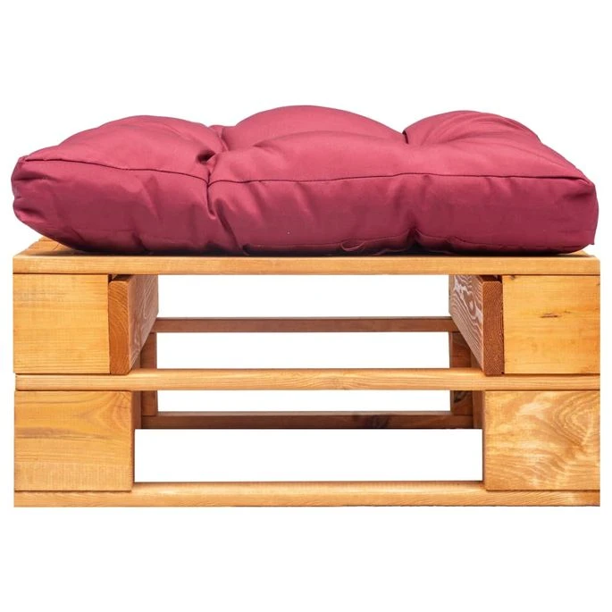 Repose-pied Palette De Jardin Et Coussin Rouge Marron Miel Bois 4 Repose-pied Palette De Jardin Et Coussin Rouge Marron Miel Bois – Image 2