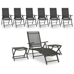 Salon De Jardin 9 Pcs Noir Et Anthracite