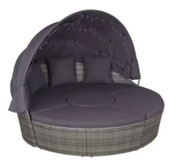 Salon De Jardin à LED 4 Pièces Résine Tressée Et Tissu Gris Uvo