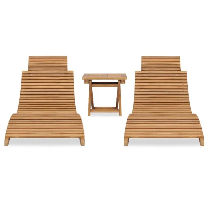 Salon De Jardin Pliable 3 Pcs Bois De Teck Solide 4 Salon De Jardin Pliable 3 Pcs Bois De Teck Solide – Image 2