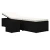 Set Chaise Longue Et Table Tissu Beige Et Résine Noire Viali -Mobilier De Jardin set chaise longue et table tissu beige et resine noire 3666722554381 389576