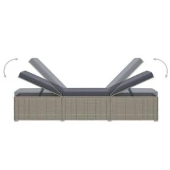 Set Chaise Longue Et Table Tissu Et Résine Tressée Gris Viali -Mobilier De Jardin set chaise longue et table tissu et resine tressee gris 3666722554411 389565